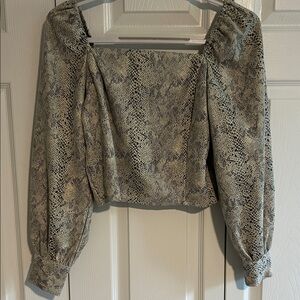 She + Sky Snake Print Blouse - Black and Cream
